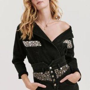 Stoned Immaculate Benatar Studded Denim Jacket Black Size M LIKE NEW CONDITION